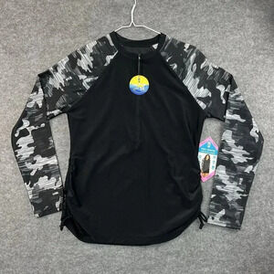 Free Country Long Sleeve Rashguard Womens Small 1/2 Zip UPF 50‎ Sunblock Shirt